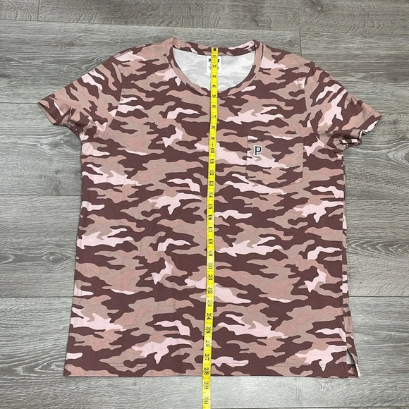 PINK Victoria’s Secret Pink Camouflage Short Sleeve Pocket Campus Tee L - Picture 7 of 12